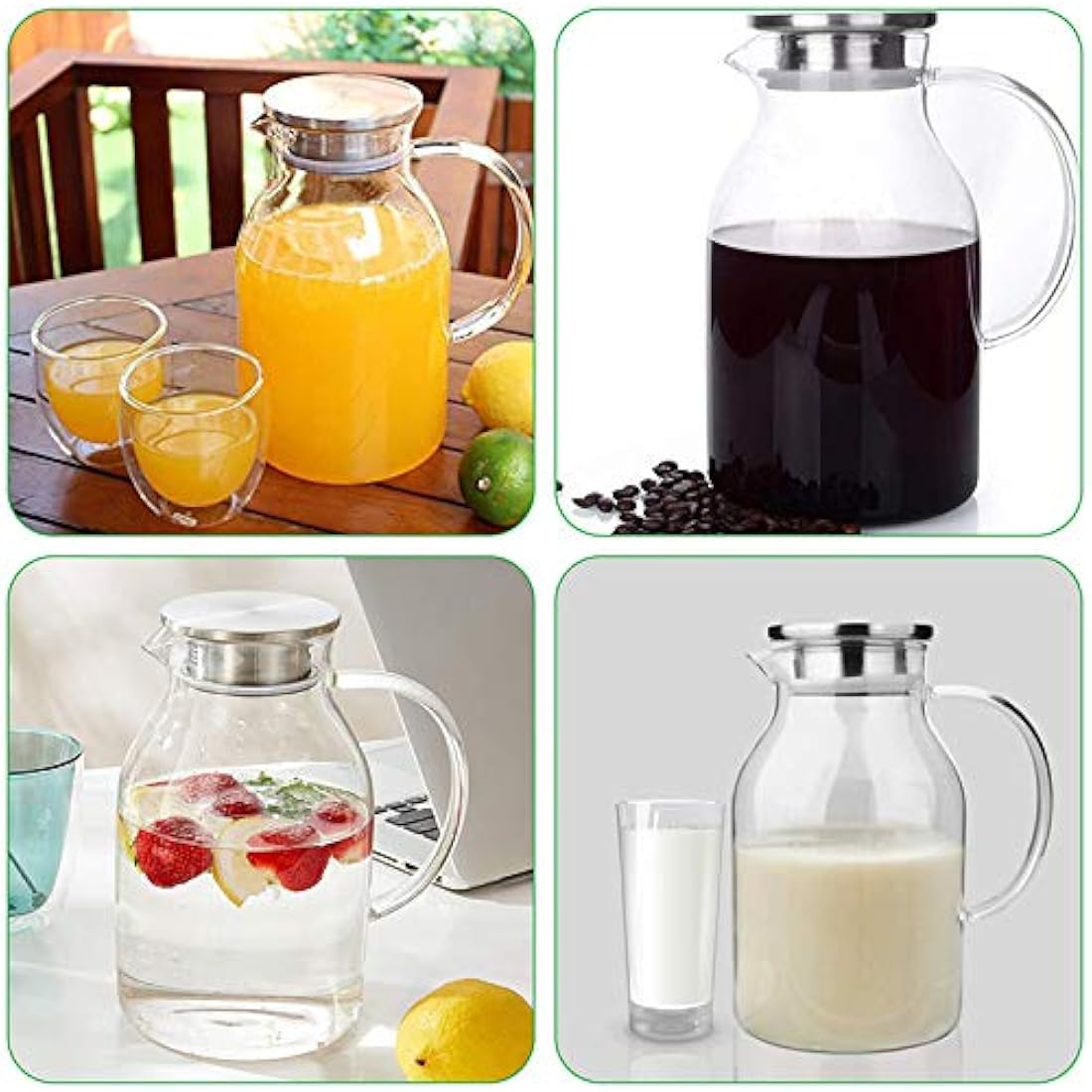 Jolof Store 105oz Glass Pitcher | Borosilicate Stovetop Safe Carafe