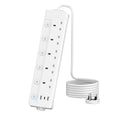Jolof Store 5 Gang Extension Lead with 3 USB Slots - 2M White Power Strip