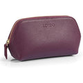 Londo Genuine Leather Makeup Bag | Travel Toiletry Pouch & Clutch - Purple