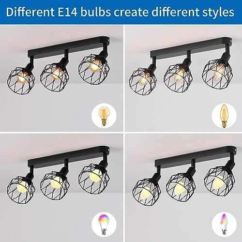 Jolof Store 3-Way Adjustable Black Metal Cage Ceiling Spotlights | E14 Base