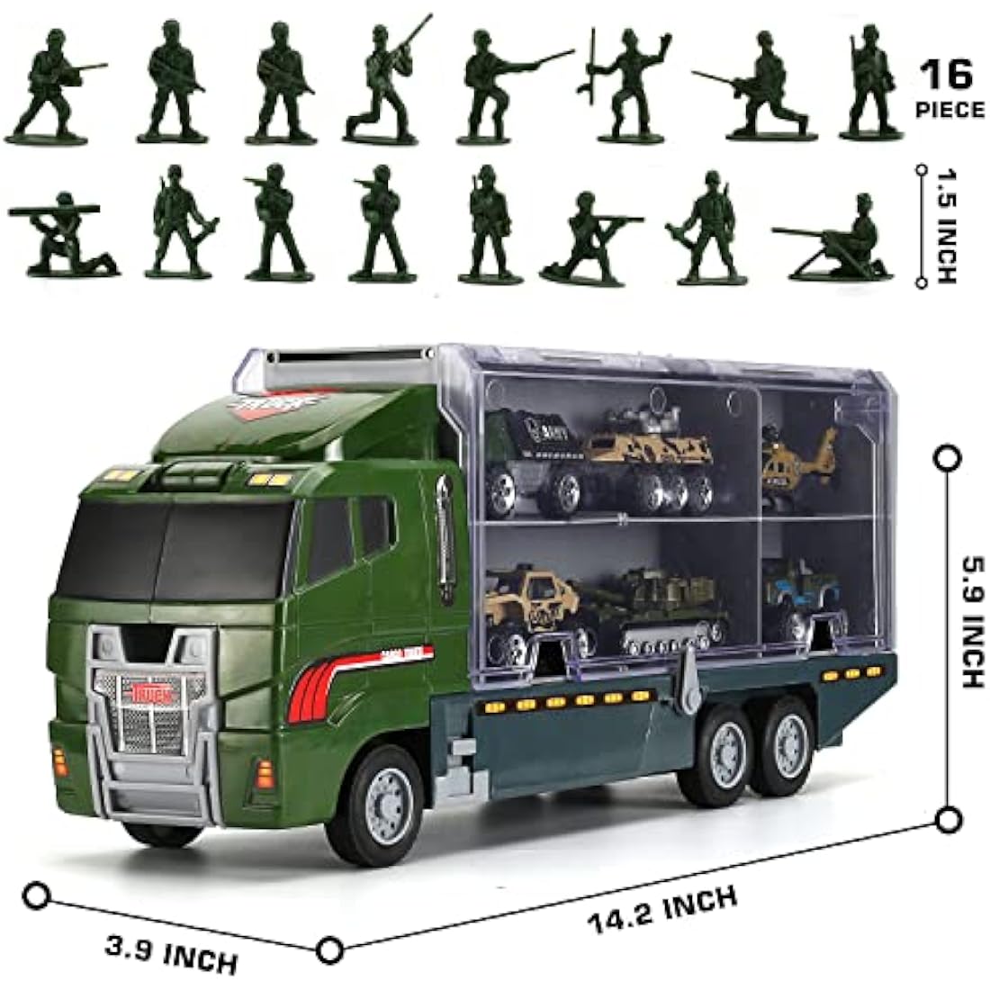 Military Carrier Truck – 26-in-1 Die-Cast Army Toy Playset