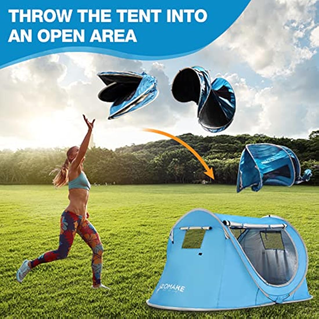 ZOMAKE 2-Person Pop Up Tent – Waterproof Instant Automatic Camping Tent