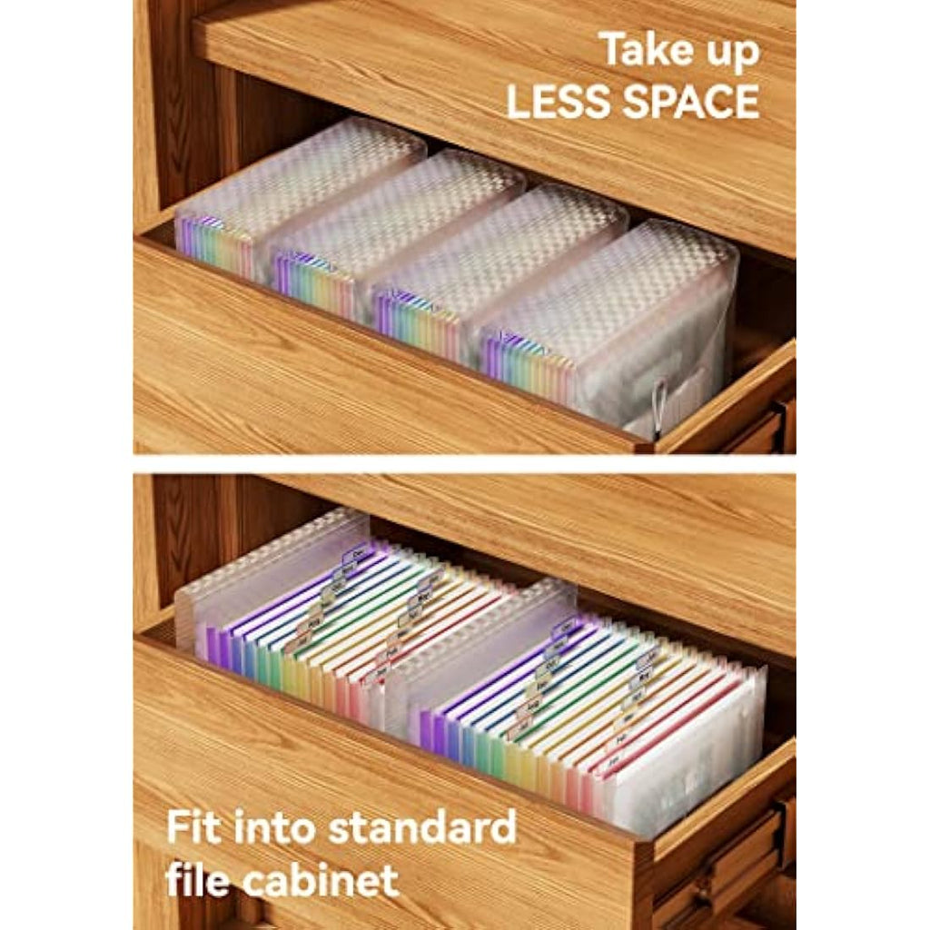 ABC life A4 Expanding File Organiser | 13 Pockets Grid Pattern - Pink