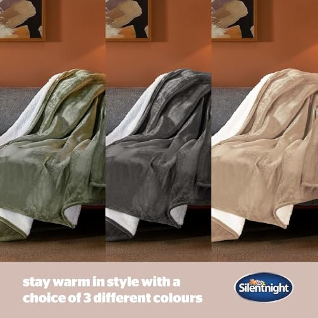 Silentnight Snugsie Giant Fleece Blanket – Reversible Sherpa Throw Green