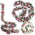 2-Pack Artificial Rose Flower Garland | 8.2ft Silk Floral Vine