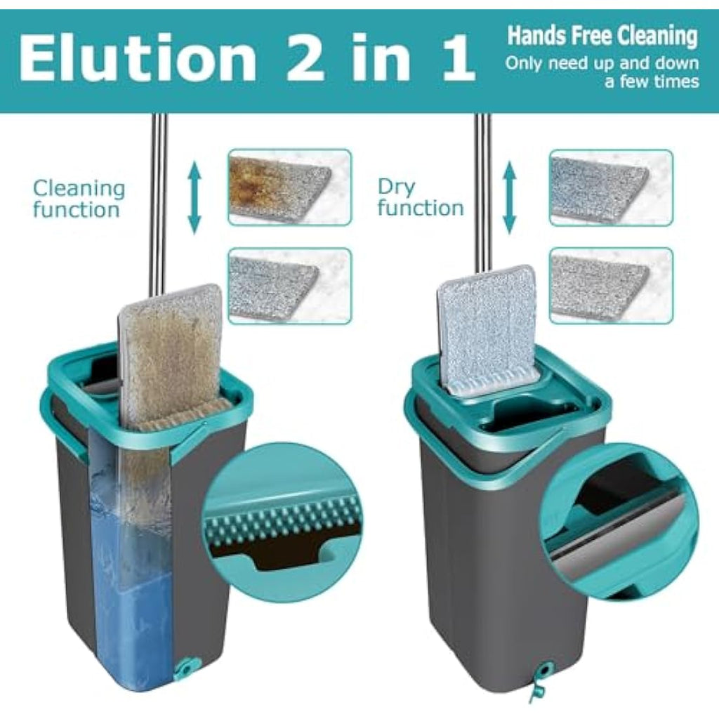 Jolof Store Mop and Bucket Set | 360° Swivel Mop with 6 Microfiber Pads