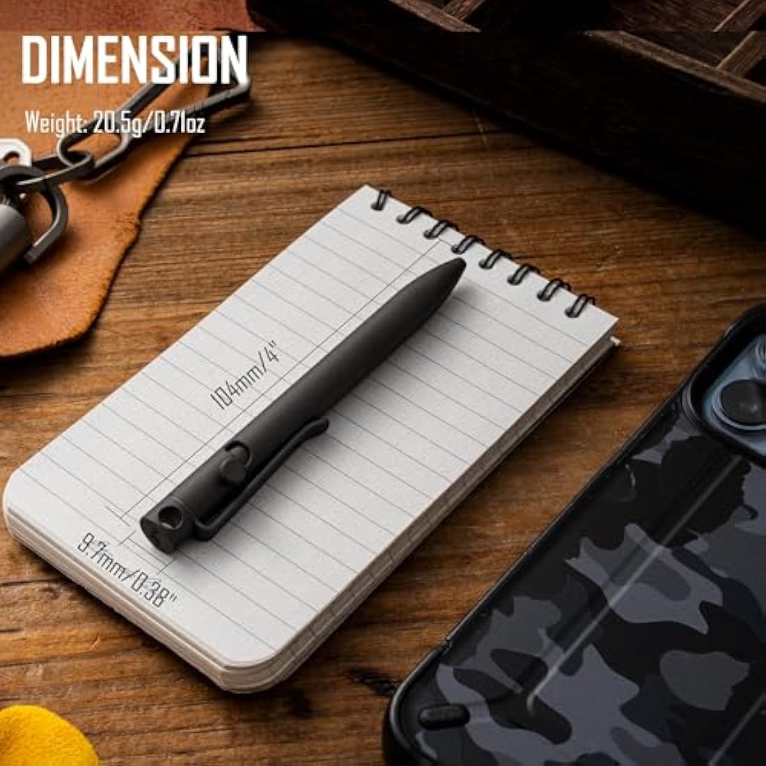 KeyUnity KP03 Titanium Bolt Action EDC Pocket Pen with Clip | Black