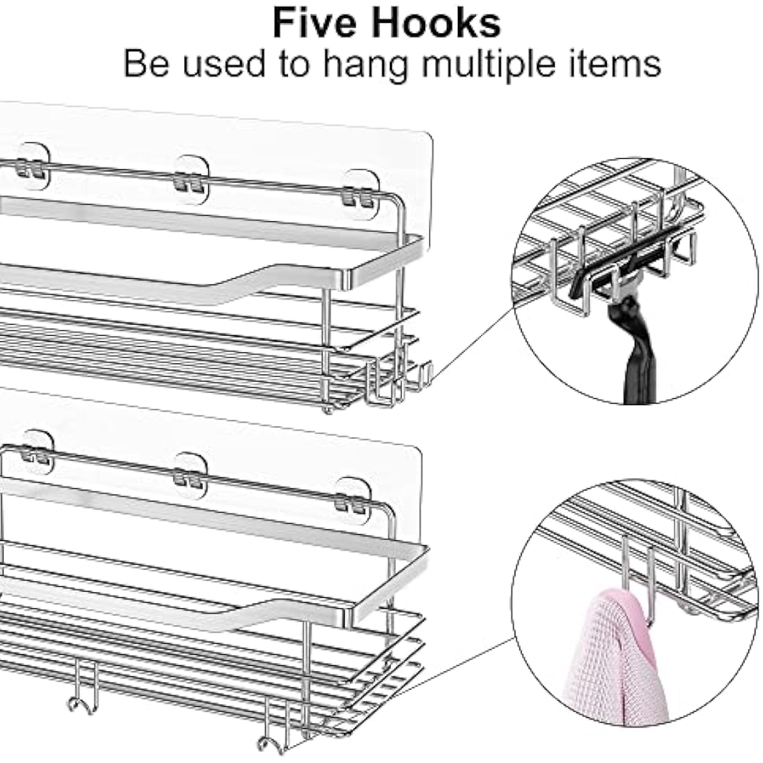 Orimade Shower Caddy – 2 Pack Adhesive Stainless Steel Bathroom Shelf