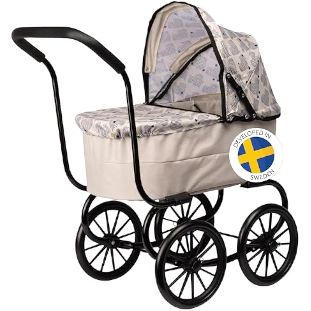 Skrållan Classic Doll Pram – Sturdy Swedish Design Toy Stroller for Dolls