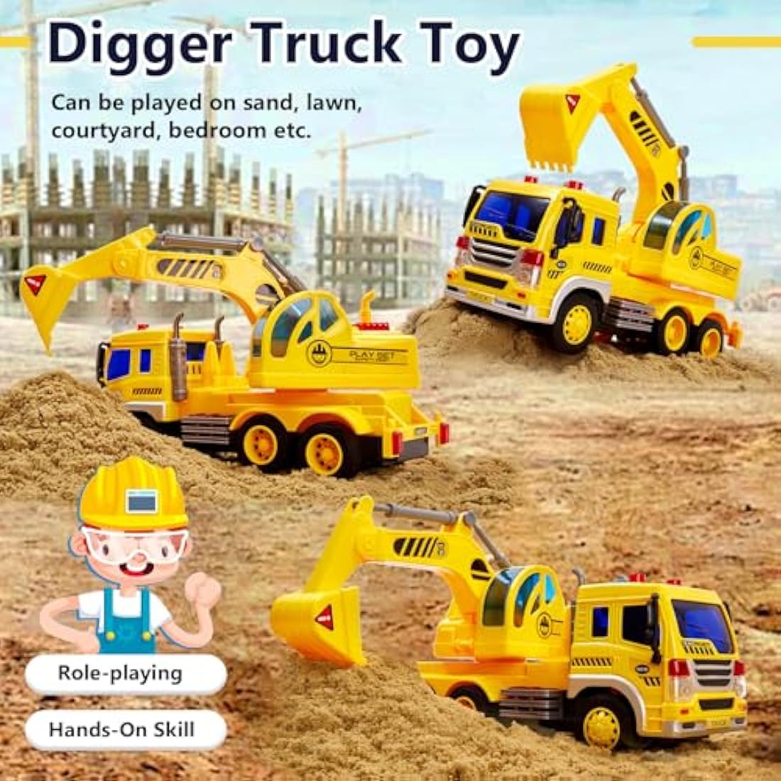 Jolof Store Kids Toy Digger – Construction Truck with Lights & Sounds