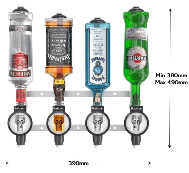 Barbarian 4 Bottle Spirit Optics | Wall Mounted Bar Butler Dispenser