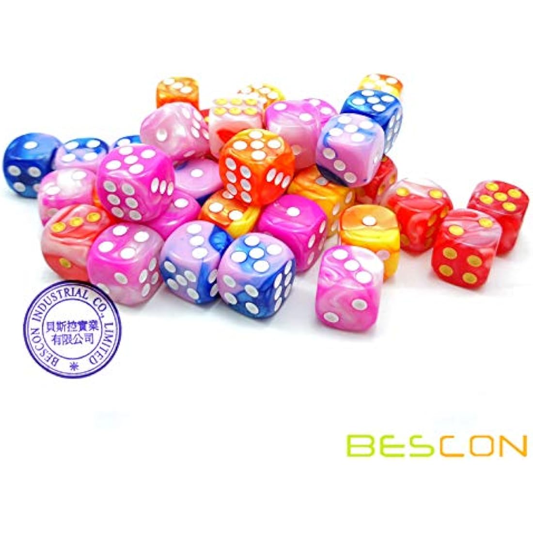 Bescon 12mm 6 Sided Dice Set - 36 Count Gemini Flower Colors D6