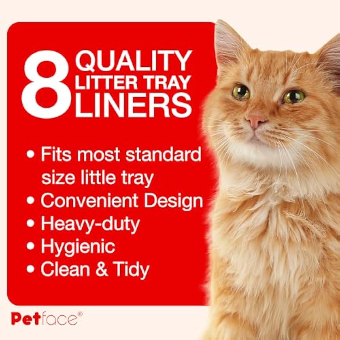 Petface Large Cat Litter Tray Liners – Heavy Duty Drawstring Bags, 8 Pack