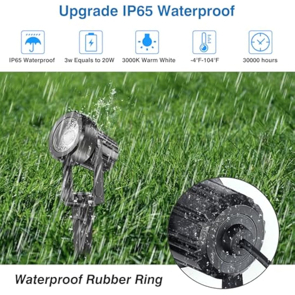 NATPOW 6-in-1 LED Garden Spike Lights | IP65 Waterproof 6000K Spotlight