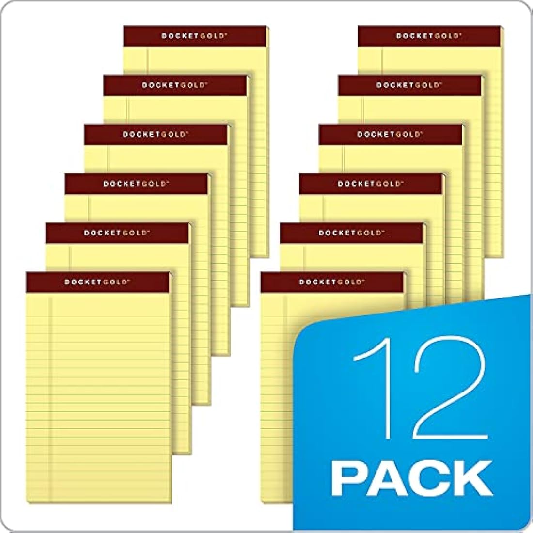 TOPS Docket Gold Writing Pads | 5" x 8" Canary Legal Pads, 12 Pack