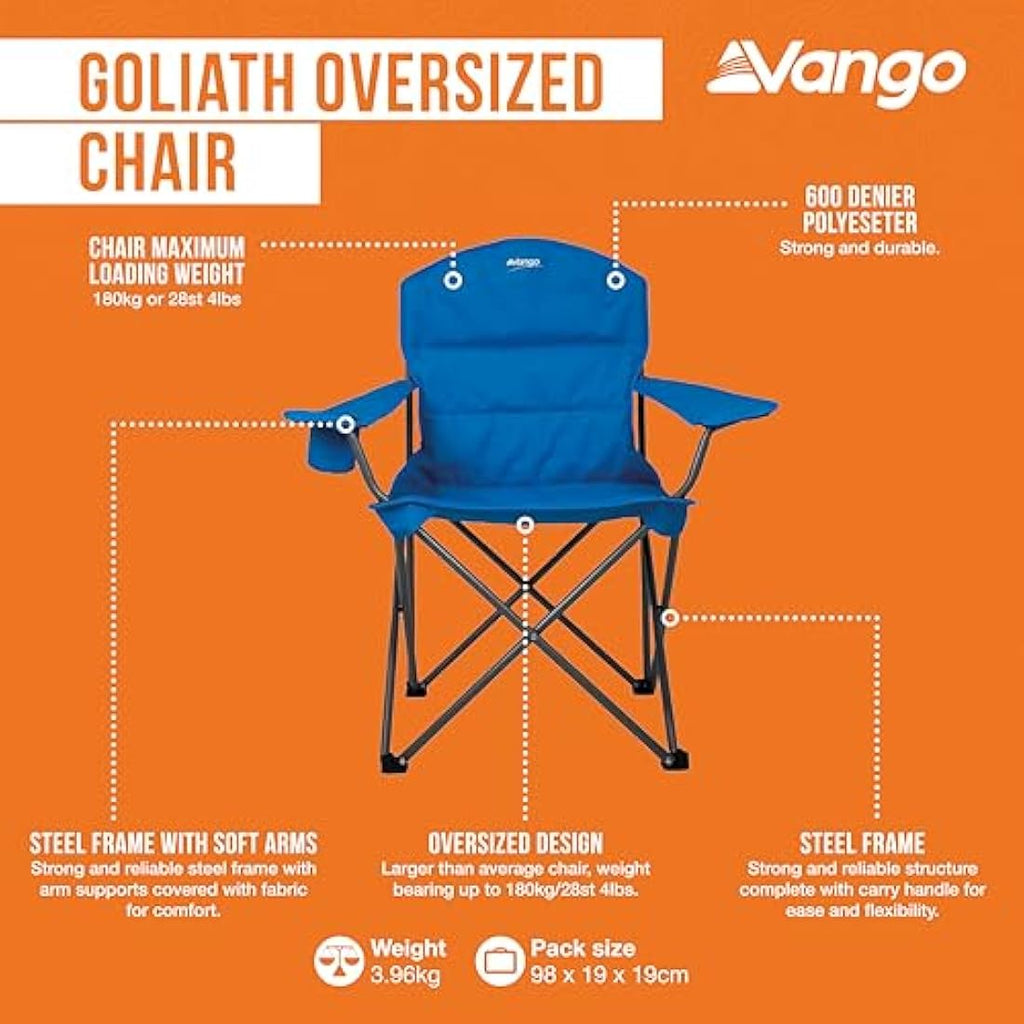 Vango Goliath X-Large Padded Camping Chair | Heavy Duty 180kg - Blue