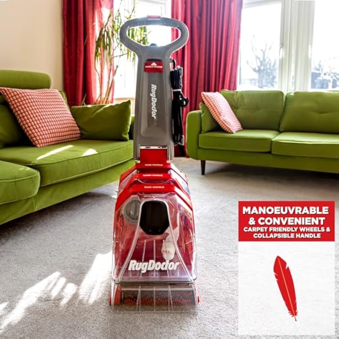 Rug Doctor Deep Carpet Cleaner – 1300W Powerful Suction – Red/Grey