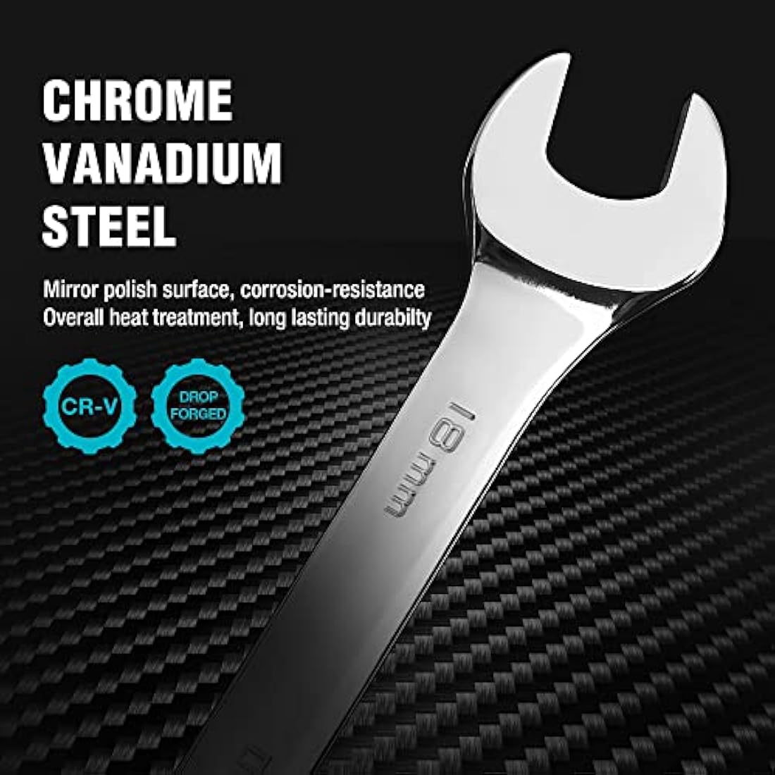 DURATECH 10-Piece Metric Ratcheting Wrench Set | 6-18mm Cr-V Steel