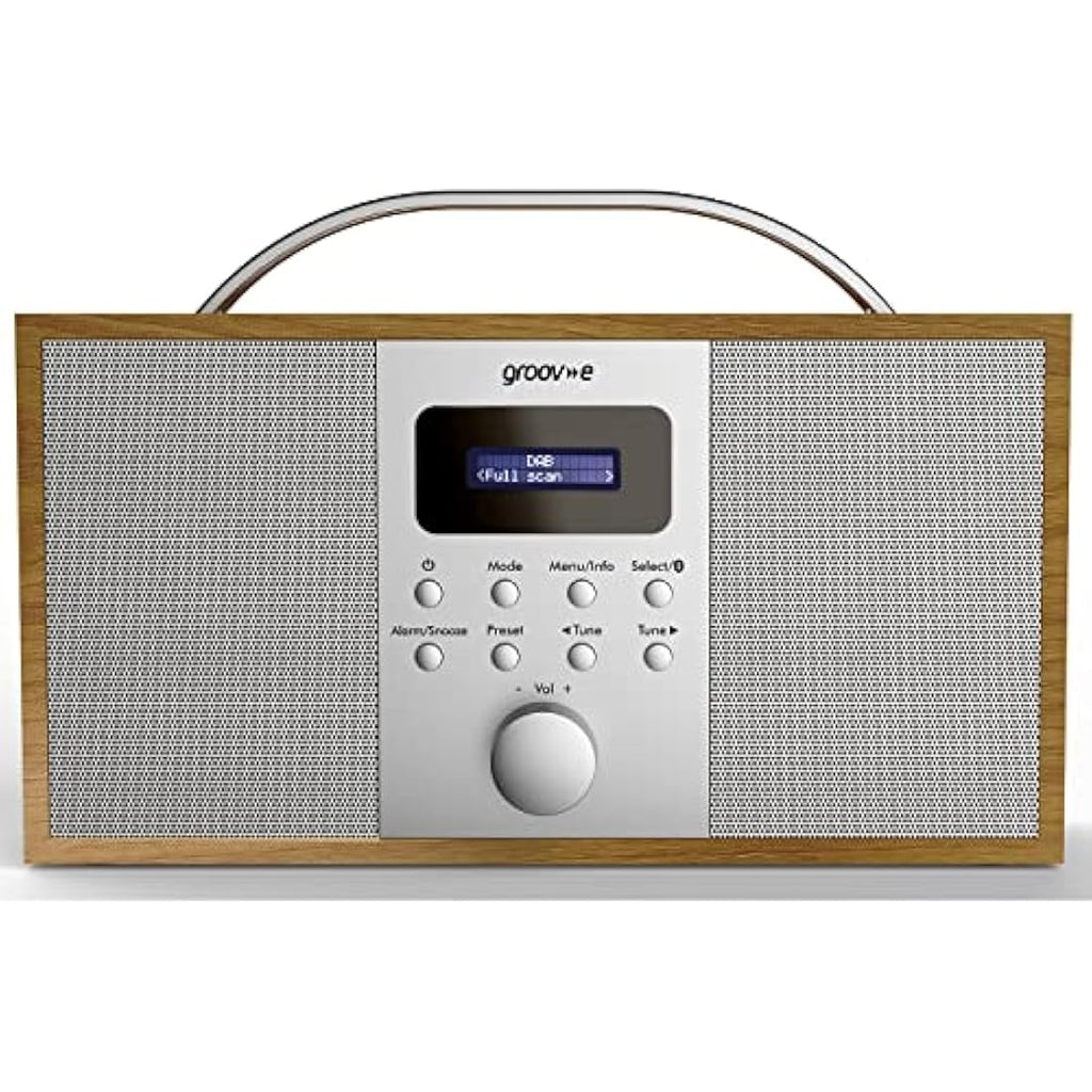Groov-e Boston DAB & FM Digital Radio | Bluetooth & Alarm Clock - Wood