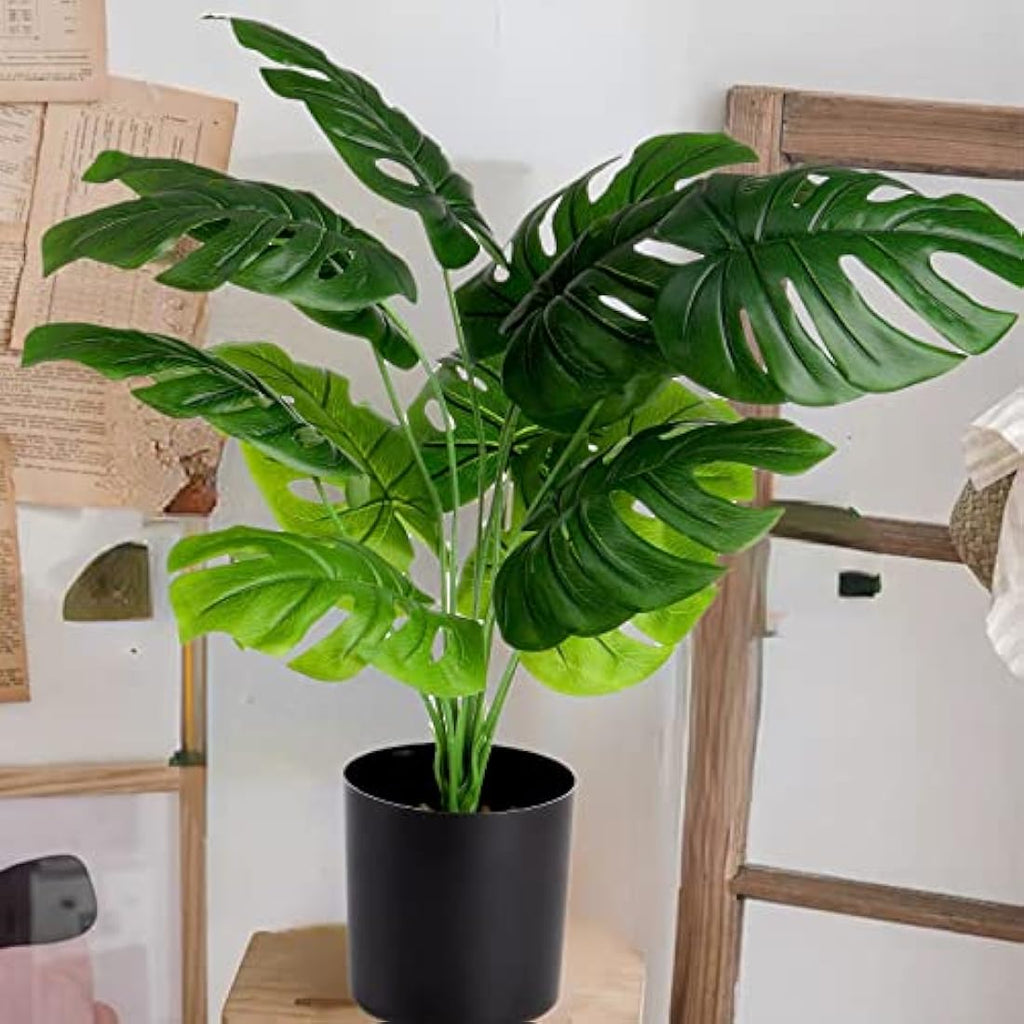 Hacaroa 23.5" Artificial Monstera Deliciosa Plant in Pot – Faux Tropical Tree