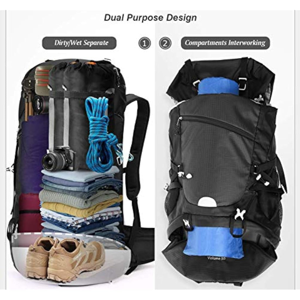 HOMIEE 50L Waterproof Hiking Backpack – Lightweight Trekking Rucksack