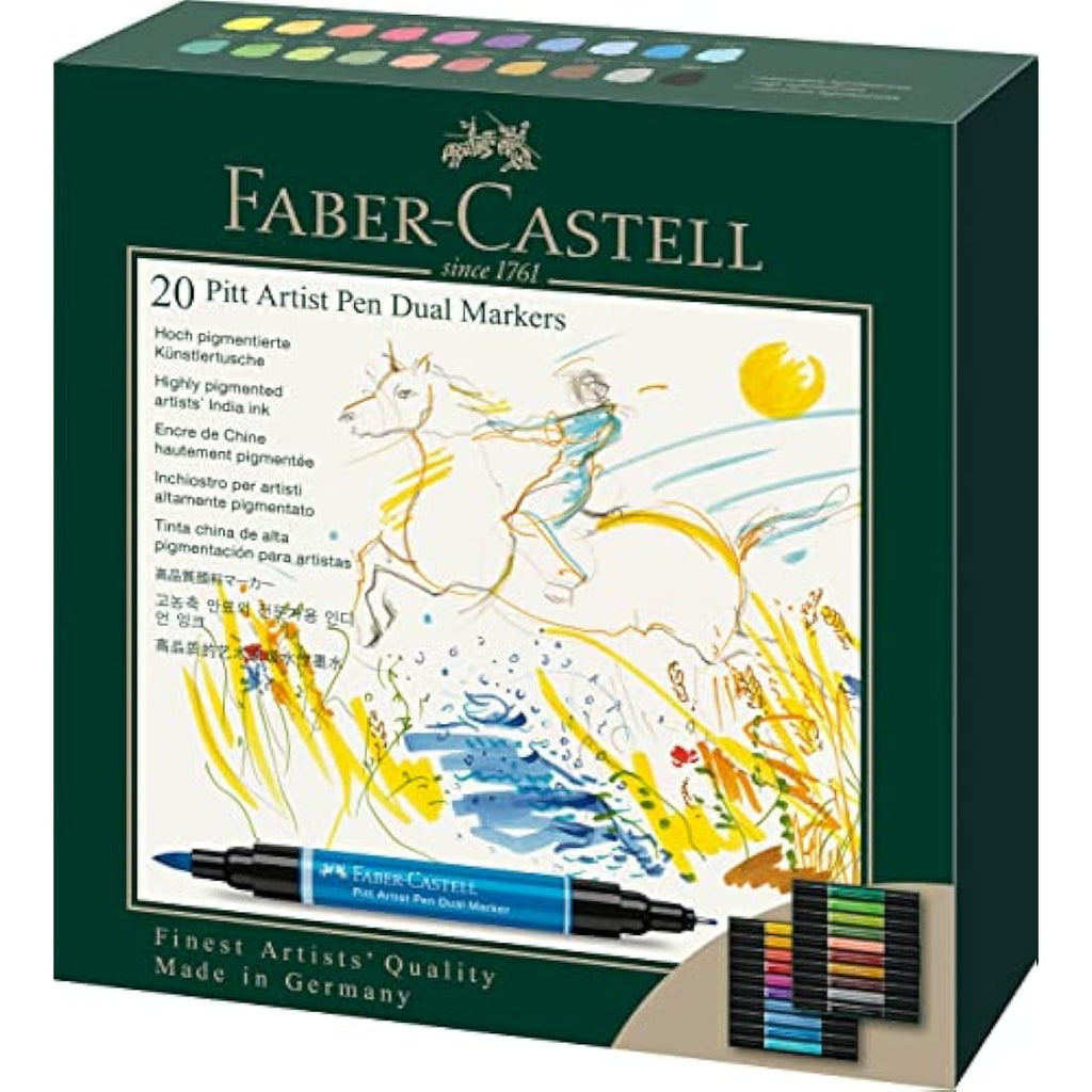 Faber-Castell Pitt Artist Pen Dual Marker - India Ink Wallet of 20