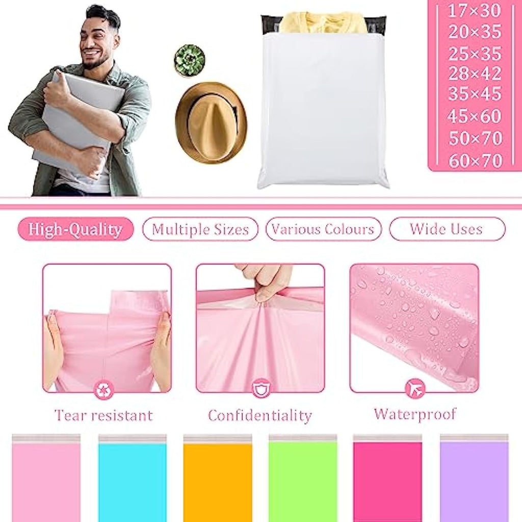 Jolof Store Pink Poly Mailers – 50pcs 28x42cm Self Seal Postage Bags