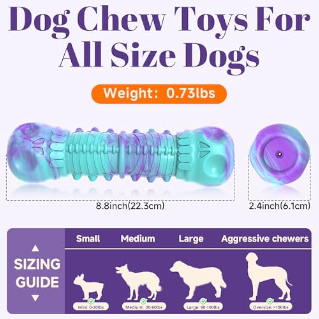 HETOO Indestructible Dog Chew Toy – Durable Rubber Squeaky Bone