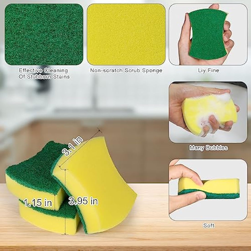 Jolof Store Kitchen Scrub Sponges – 300 Pack Eco Non-Scratch Dish Pads