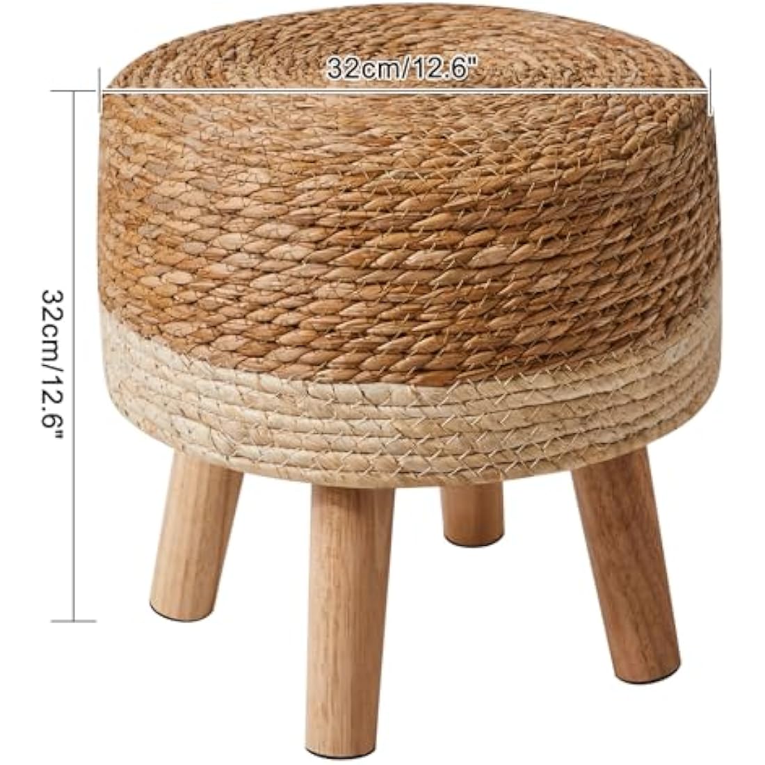 YMYNY Natural Seagrass Footstool | Hand-Woven Ottoman with Pine Legs