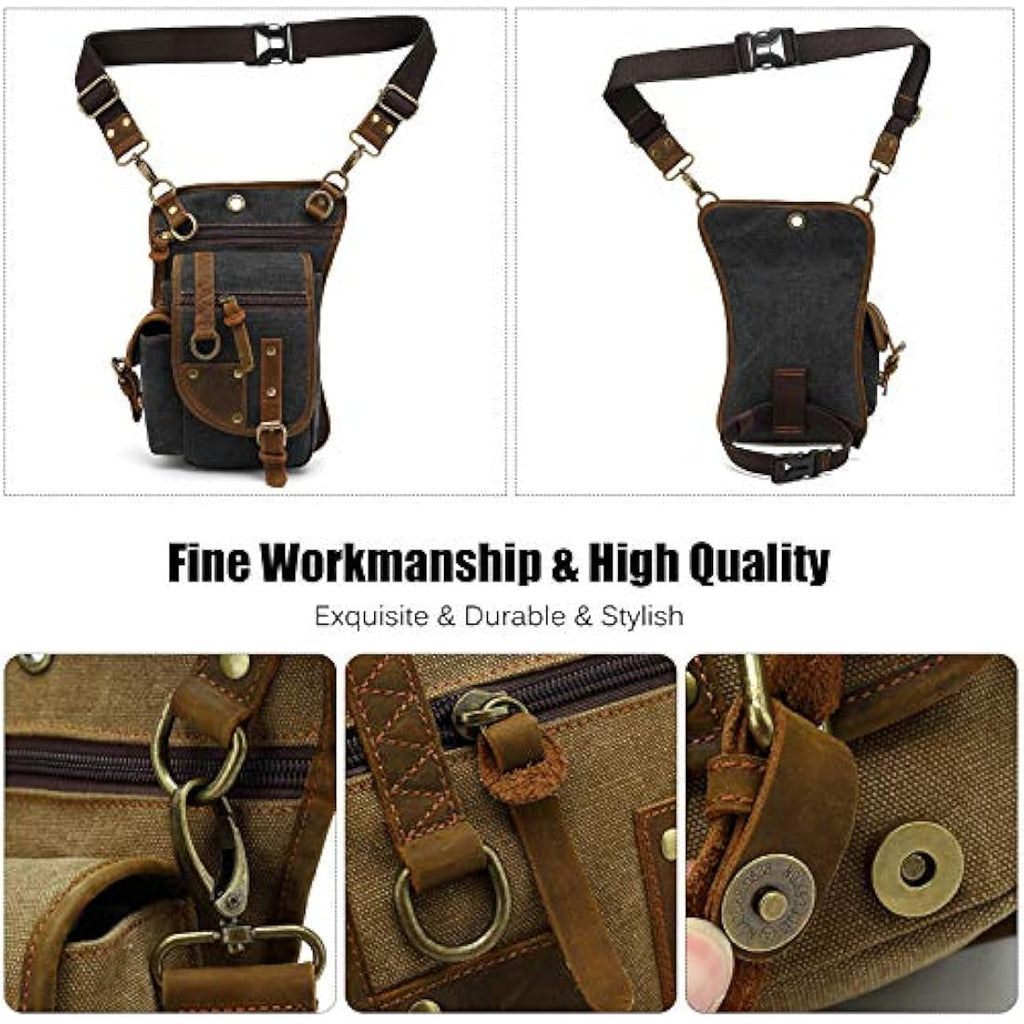 Canvas Drop Leg Bag – Tactical Waist Pack for Hiking & Travel