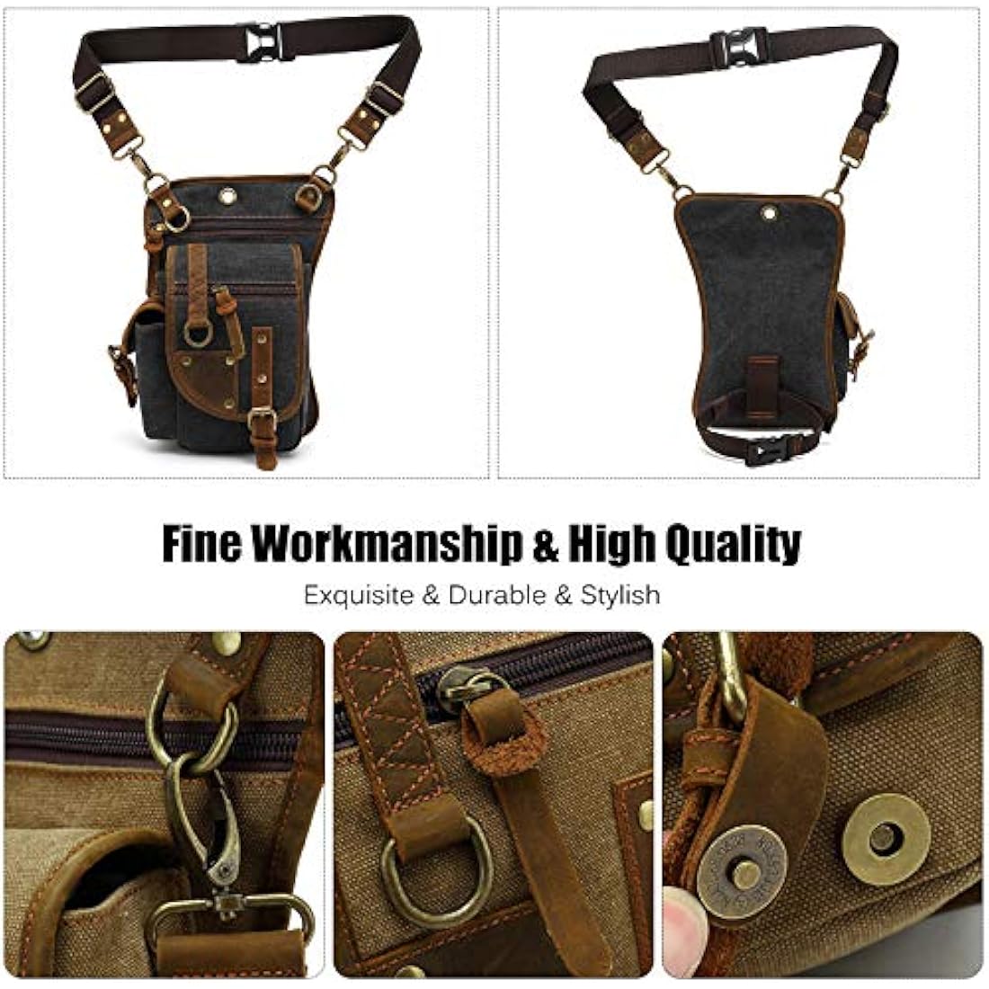 Canvas Drop Leg Bag – Tactical Waist Pack for Hiking & Travel