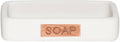 Sealskin Pierra Soap Dish | White Polyresin Holder with Wood-Look Detail