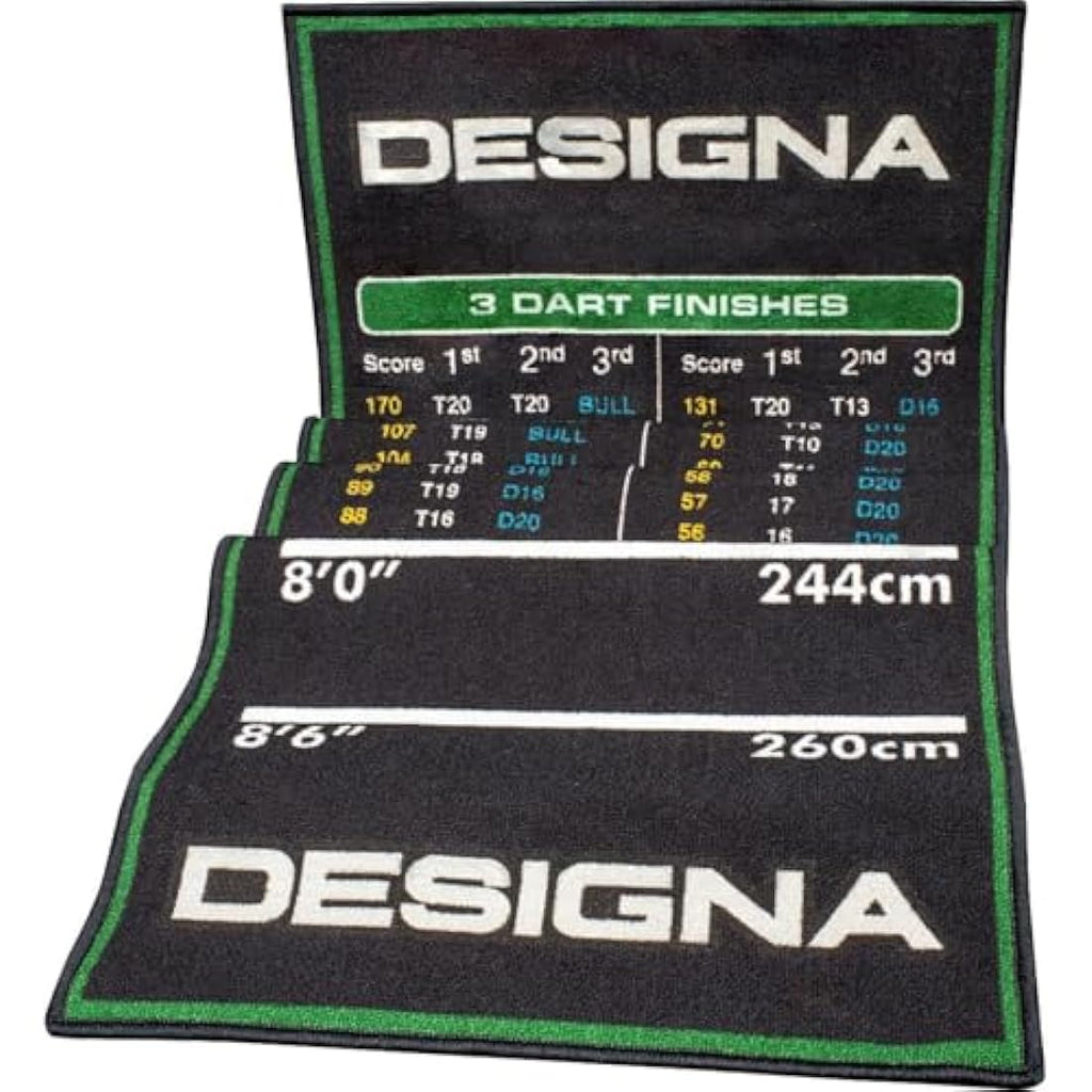 Designa Non-Slip Carpet Darts Mat with Checkout Chart & Oche Line