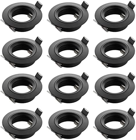 SEBSON GU10 Recessed Downlights - Matt Black Aluminium Spotlights - Set of 12