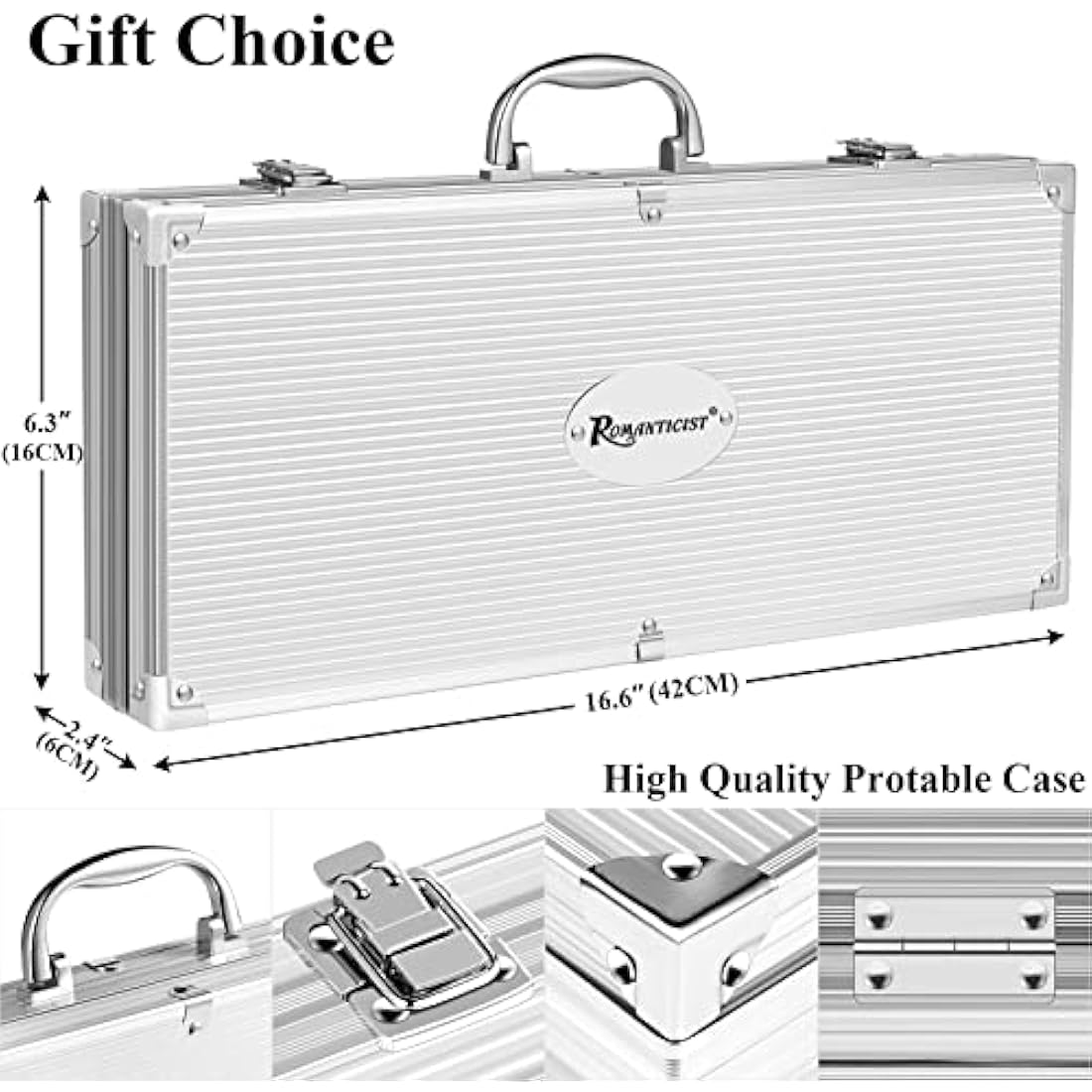 ROMANTICIST 26pc Stainless Steel Grill Tool Set with Aluminum Case