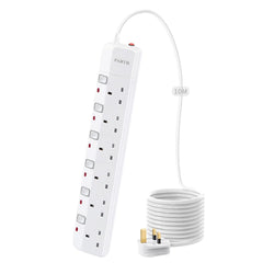 PARTH 6-Way Surge Protected Extension Lead – 10m Heavy Duty Power Cord