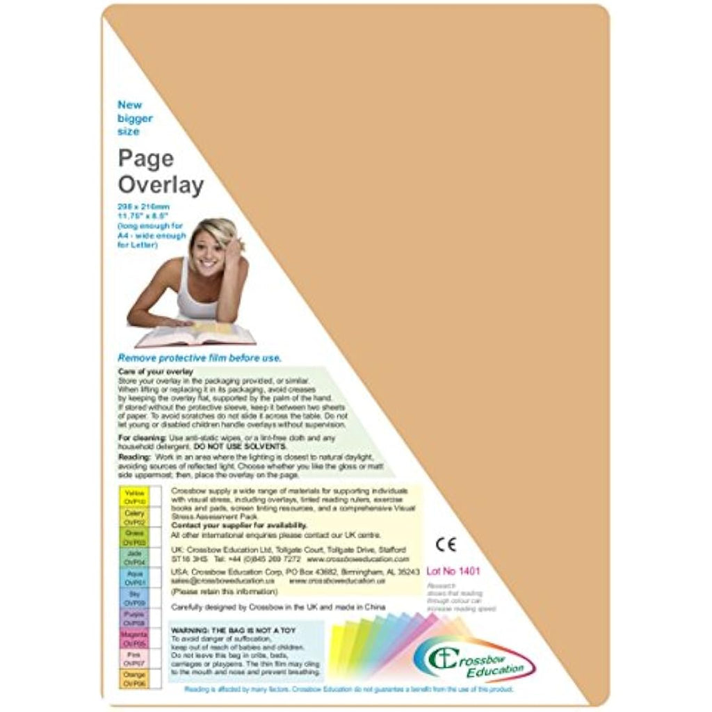 Crossbow Education Dyslexia Reading Overlays – Orange PET (5 Pack)
