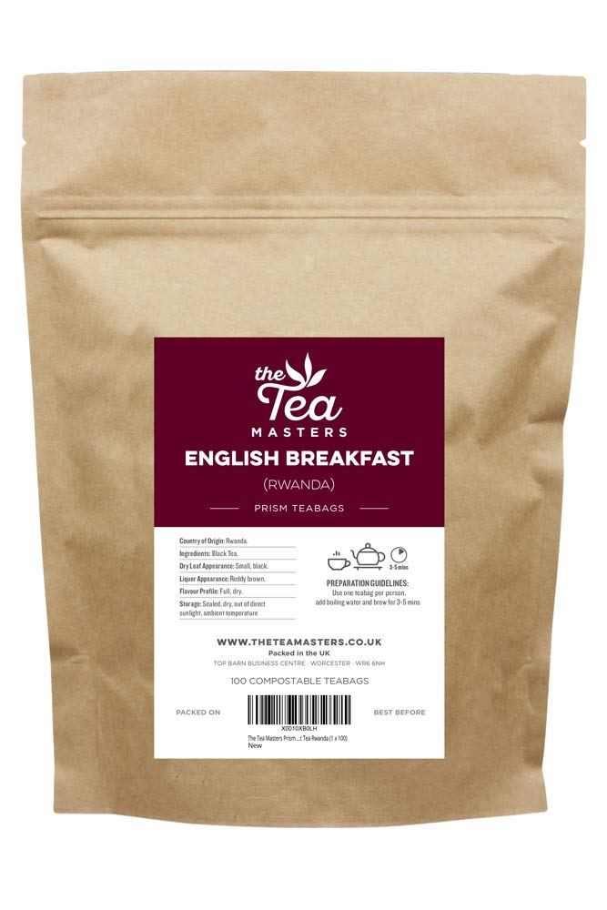 The Tea Masters Rwanda English Breakfast Prism Tea Bags – 100 Count