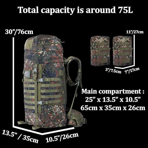 75L Tactical Backpack | Internal Frame MOLLE Hiking Pack