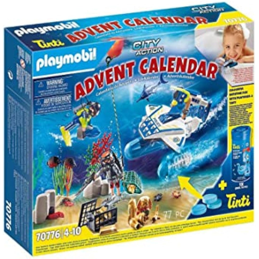 Playmobil 70776 Advent Calendar – Police Diving Mission Bath Toy Set