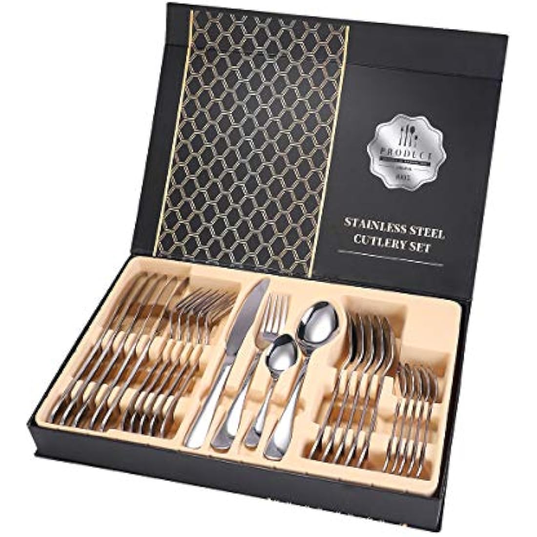 24-Piece Cutlery Set for 6 Persons – Ben & Bel Stainless Steel Knife, Fork and Spoon Tableware Set with Gift Box – Easy-Clean & Dishwasher-Safe - image 1