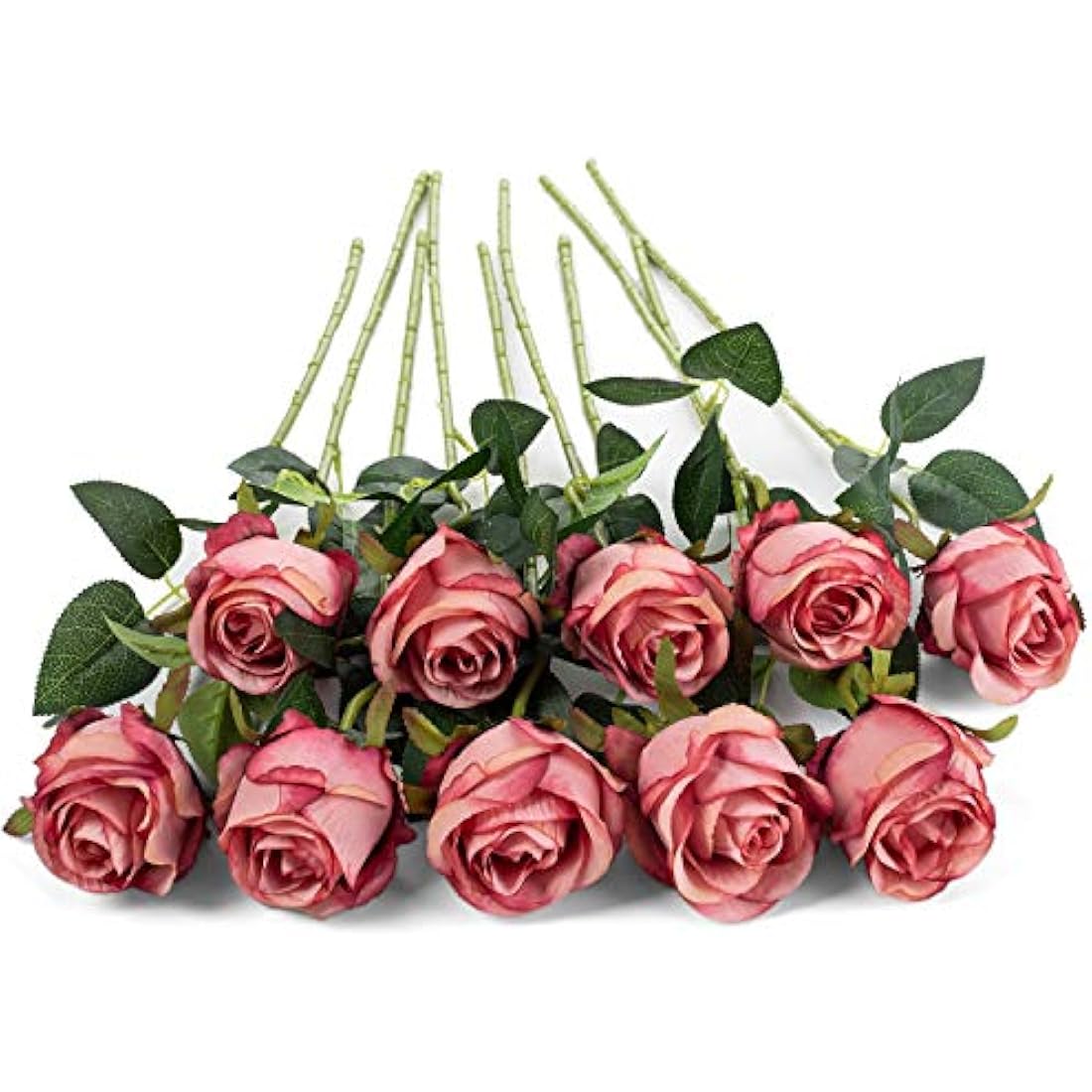 10pcs Artificial Silk Roses - 20" Long Stem Wedding Decor