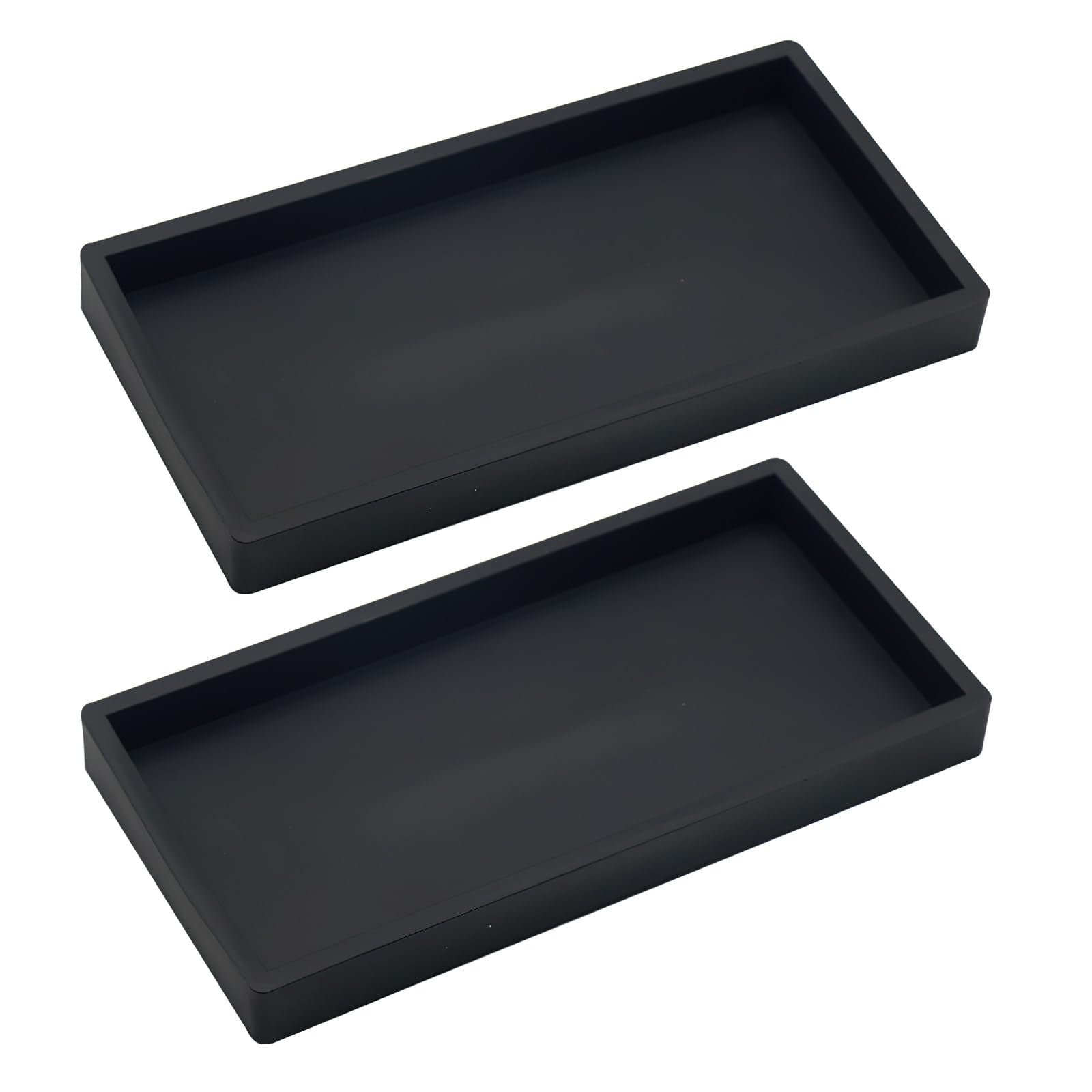 2-Piece Black Silicone Bathroom Vanity and Toilet Tank Trays