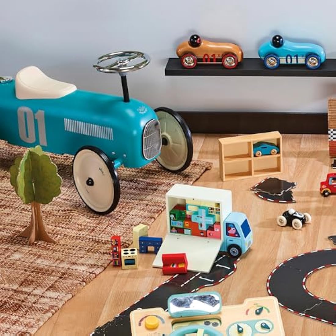 Vilac Vintage Ride-On Car – Durable Metal Body in Aqua Blue