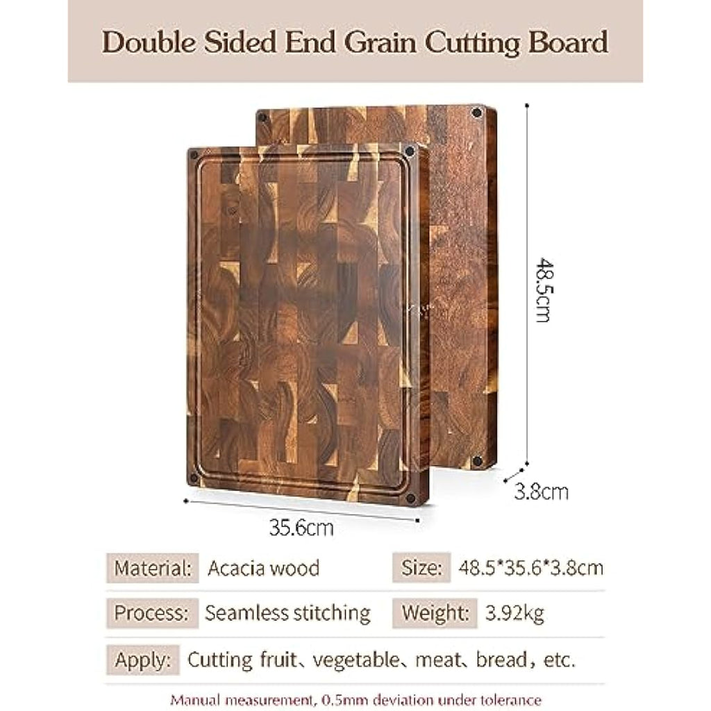 XINZUO Acacia Wood End Grain Cutting Board – Large Reversible Butcher Block