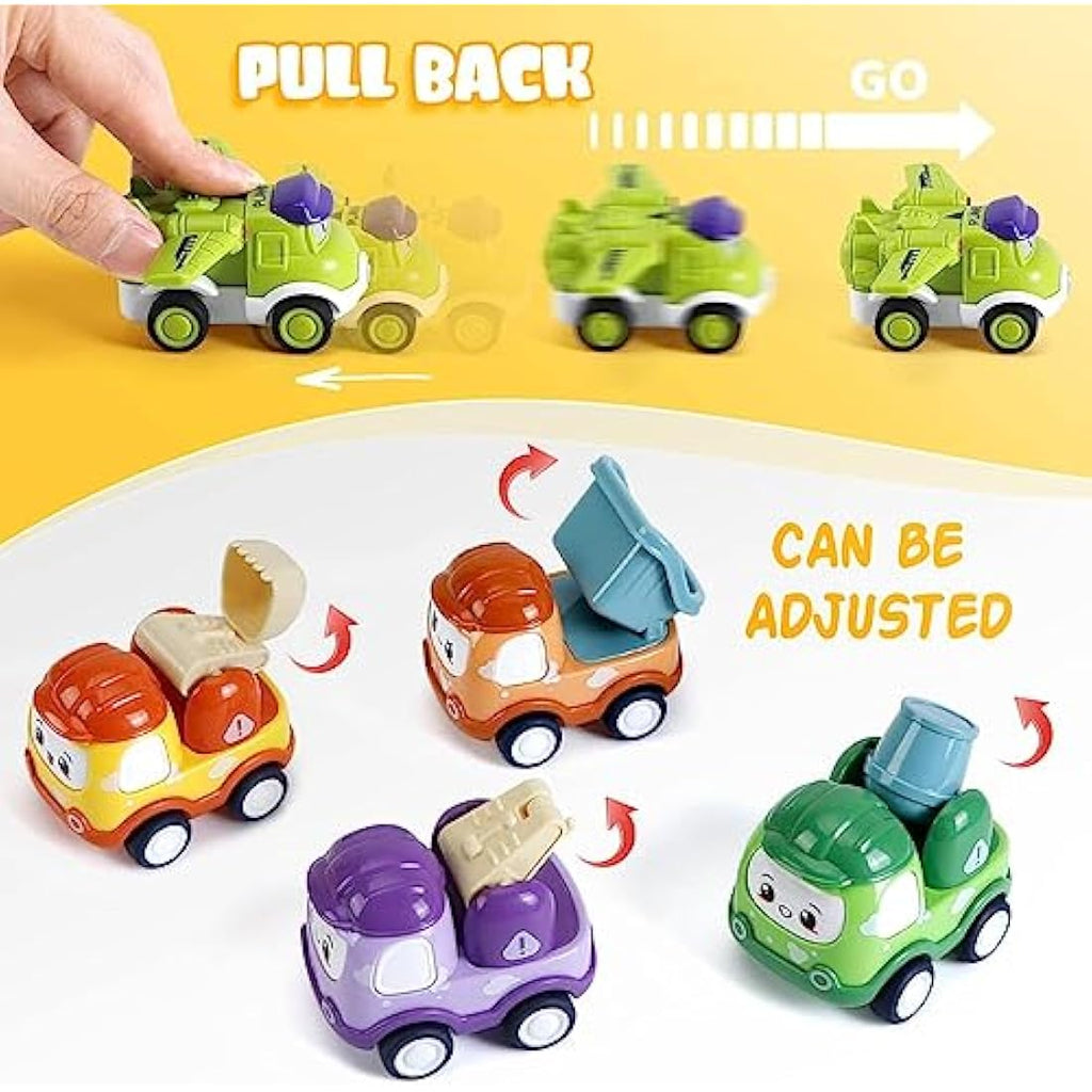 LULULIA 12-Piece Pull Back Toy Cars with Playmat and Storage Box