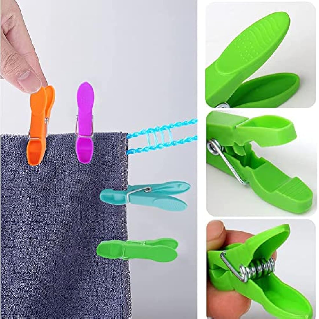 60 Pack Non-Slip Clothes Pegs – Durable Plastic Laundry Clips