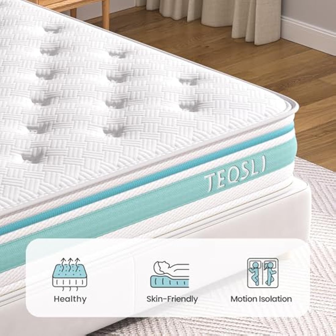 TeQsli Single Hybrid Mattress | 10 Inch 7-Zone Gel Memory Foam & Pocket Sprung