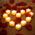 Heart LED Tealight Candles & 200 Silk Rose Petals Set